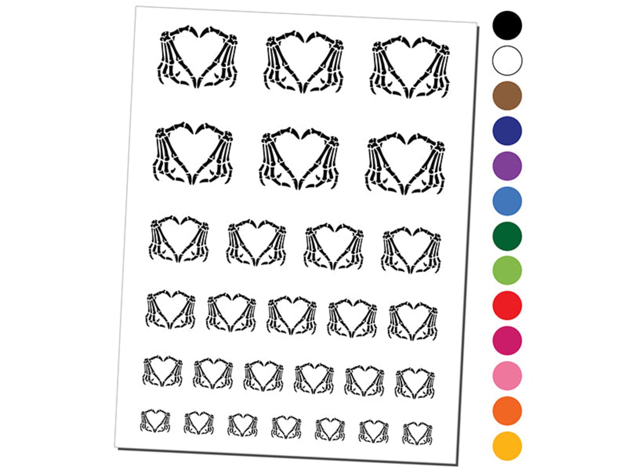 Skeleton Bone Hands Making Heart Temporary Tattoo Water Resistant Fake Body Art Set Collection